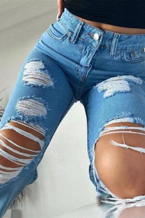 Boyfriend Jean Yırtık Pantolon