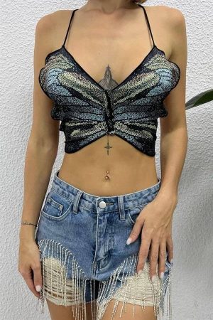Butterfly Print Crop