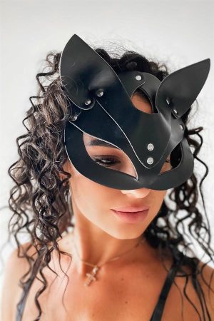 Deri Kitty Maske