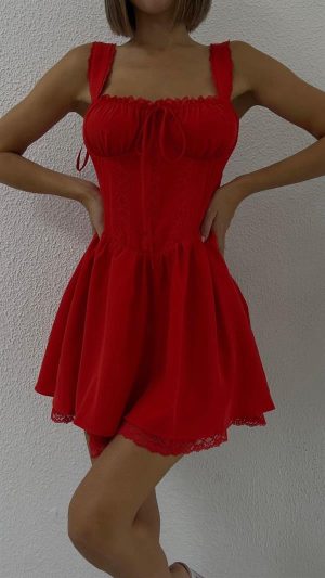 Korse Dantel Mini Elbise
