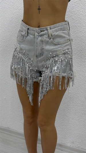 Luxury Denim Diamond Short