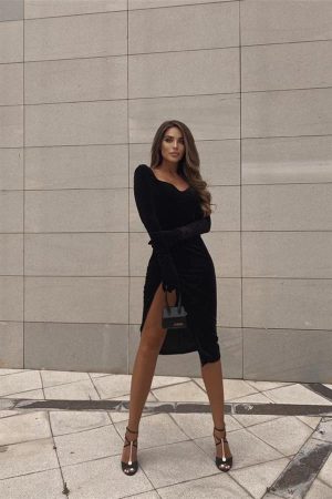 Marilina Yırtmaçlı Elbise